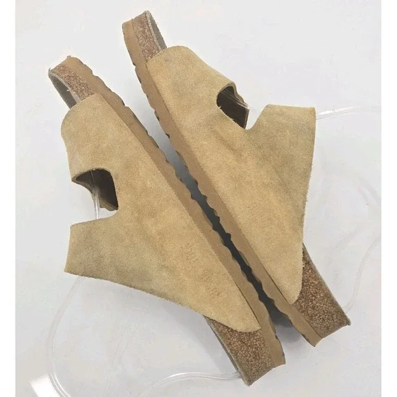 Birkenstock Sandals Size 41 Womens 10 N Arizona Latte Beige Leather Slip On Soft - Picture 8 of 14